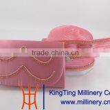 Pink Color With Broach Ladies Handbags and Church Hats thumbnail-1