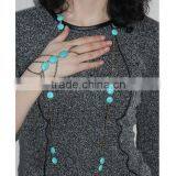 Trendy Boho Finger Ring Turquoise Harness Slave Chain Hand Bracelet thumbnail-3
