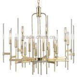 1018-15 Shimmering Matrix of Linear Metalwork Stunning Italian Lighting 16 Light Chandelier