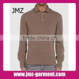 100% cotton plain brown long sleeve polo shirt