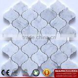 IMARK Water Jet Arabesque Lantern Bianco Carrara White Marble Stone Mosaic Backsplash Tile For Wall Decoration