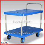Double Layer Plastic Platform Mute Trolley With One Handle