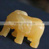 Yellow Crystal Gemstone Animals Elephant Carving thumbnail-2