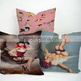 "Modern Lady" Style Printed Weave Pillow Cover For Cafe/Bar Decorative thumbnail-1