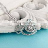 Silver Dancing Stone Heart Shape Pendant Necklace Jewelry thumbnail-2