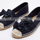 navy denim upper jute sole espadrilles fashion shoe ladies flat loafer shoes espadrille hemp shoe