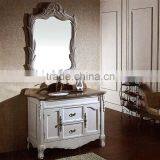 WTS22500 Classic Antique 30-inch White Single Sink Bathroom Vanity With Marble Top