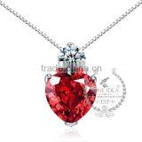 925 Sterling Lover's Heart Red Zircon Necklace Fashion Women Necklace Jewelry Supplies 6360479 thumbnail-1