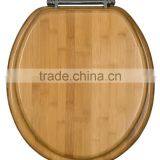 Lt/Dk Enlongated/Round Bamboo Toilet Seat,Carbonized Natural,Chrome/Brass Fitting Soft Close Bamboo Toilet Seat thumbnail-1