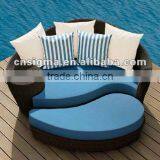 2017 Trade Assurance New Summer Arrival Modern 2 in 1 Sectional Circle Outdoor PE Woven Rattan Sun Daybed Furniture thumbnail-1