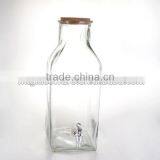 Home Storage Hot Selling Beverage Dispenser Square Glass Bottle Drink Dispenser With Cork thumbnail-1