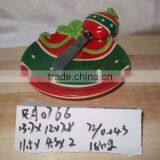 Promotional Christmas Shape Christmas Ceramic Cake Plate & Butter Knife for Supply thumbnail-1