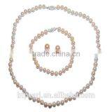 6-7mm Pink Round Freshwater Pearl Jewelry Set With Sterling Silver Findings thumbnail-1