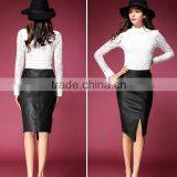 Real Sheep Leather Skirts PU Leather Beautiful Step Skirts High-waisted Pencil Skirt thumbnail-5