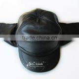 Fashion Genuine Leather Winter Hat With Two Strings on Side for Men