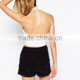 2015 New Fashionable Factory Halter Neck Crop Top In Rib thumbnail-3