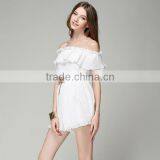 New Fashion Boat Neck Adult Short Sleeve White Color Ladies Summer Rompers thumbnail-3