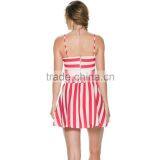 Women Red and White Stripe Strappy Crop Top and Skrit New Fashion Two Piece Outfits thumbnail-4