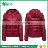 Morden Fashion Apparel Winter Red Hooded Puffer Jacket for Women thumbnail-2