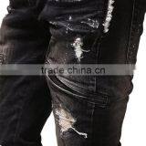 2016 New Zipper Jeans Balck Men Jeans Biker Skinny Jeans Slim Biker Jeans Pants in Stock Accept Small Order thumbnail-2