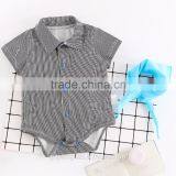 Sweet Short Sleeve Set Custom Blue Black Strip Jumpsuit Boy Baby Summer Romper thumbnail-2