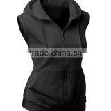 OEM New Design Cotton Plain Wholesale Sleeveless Hoodie Womens Fashion Vests With Zip thumbnail-3