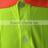 Mens High Quality High Visibility Fluorescent Short Sleeve Contrast Rib Collar Micro Mesh Safety Polo Tshirt thumbnail-4