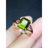 Fashion natural green tourmaline 18k gold ring set with diamonds