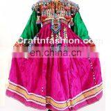 Traditional Balochi Coins Dress- Afghan Dress In Velvet Tribal Silk Embroidered Dress- Banjara Kuchi Tribal Ethnic Clothes thumbnail-4