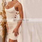 2020 New Arrivals Women Fashion Casual Dresses Ladies Pleated Solid Color Sexy Backless Dresses Women Summer Dresses thumbnail-4