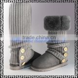 Fashion knit snow boots knee high fur boots for women
