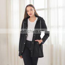 Wholesale Amazon Burst Casual Waterproof Waist Hoodie Female Mid-autumn Long Raincoat ZIP Jacket Female thumbnail-5