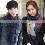 New Fashion Patchwork Wool Knitted Unisex Man Woman Winter Scarf thumbnail-1
