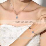 High Quality 925 Sterling Silver Round Crystal Cuff Bangle Bracelet thumbnail-3