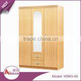 Bedroom Furniture Mirrored Almirah 4 Doors Modern Wooden Easy Assembled Wardrobe thumbnail-6