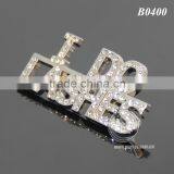 Rhinestones Souvenir Brooch Zinc Alloy Silver Color Crystal Badge Metal Custom Letter Lapel Pin thumbnail-6
