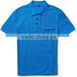 100% Cotton Custom Men Royal Blue Polo Shirt with Pocket and 3 Buttons