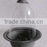 100573F-Antique Grey Metal and Glass Holder