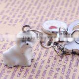 Cute Mini Tenerife Bijon Frise Keychain Hard Pvc Zine Alloy Lover Key Ring