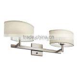 UL CUL Listed Brushed Nickel Bedside Hotel Wall Lamp With Double Oval Linen Shades W80433 thumbnail-1