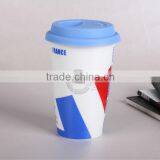 Flag Ceramic Coffee Cup With Food Grade Silicone Lid High Quality but Low Price Wholesale thumbnail-2