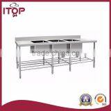 Apply to Kitchen Like in Hotel Triple Sink Bench thumbnail-1