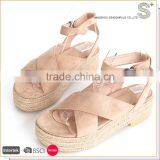 Customized made fashion wedge espadrille fancy heel sandals