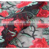High Quality Fashion Design Red Rose Lace Fabric Embroidery for Garment thumbnail-5