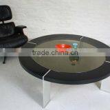 Black Glass Top Round Tea Table