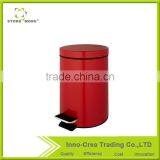 Red Round Stainless Steel Trash Can thumbnail-1