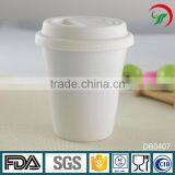Christmas Wholesale Cheap Double Wall Ceramic Tumblers, Travel Coffee Mug With Silicone Lid thumbnail-3