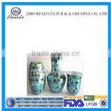 Elegant Decoration Handmade Mosaic Peacock Blue Modern Glass Vases