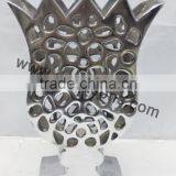 Modern Style Silver Engraved Black Metal Small Handmade Flower Vase thumbnail-6