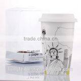 Double-layer Ceramic Starbucks Cup With a Silica Gel Lid,ceramic Mug